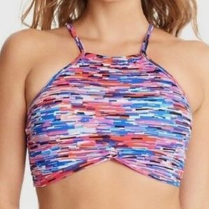 Swim Solutions Colorblock Size-10  High-neck Cropped Tankini Top #5519856 NWOT